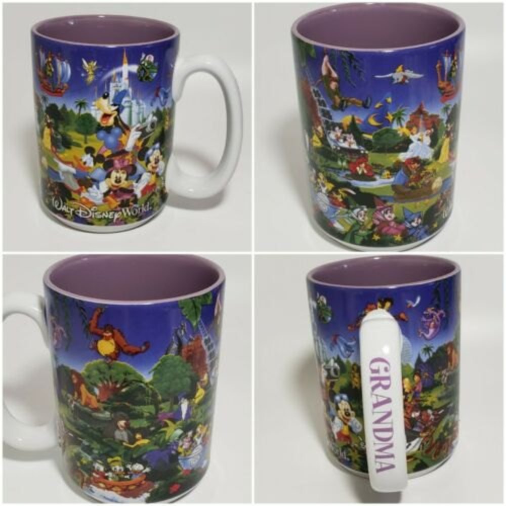 Walt Disney World 14Oz  GrandMom Coffee Mug Purple Mickey Minnie Goofy D…
